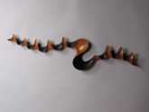 Carved and painted cherry custom coat rack by David Hurwitz, Randolph, Vermont