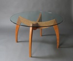 Modern Cherry Dinning Table in Cherry with Clear Glass Top, by David Hurwitz Originals, Randolph, Vermont