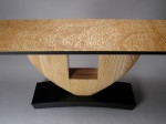 Carved Vermont grown ash base, Japanese Tamo ash table top - by David Hurwitz, Randolph, Vermont