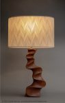 Modern lamp in carved cherry. Copyright 2021, David Hurwitz. All rights reserved.